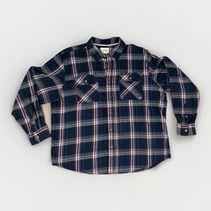 Wrangler Navy Plaid Cotton Flannel Long Sleeve Button-Up Shirt Size XXL